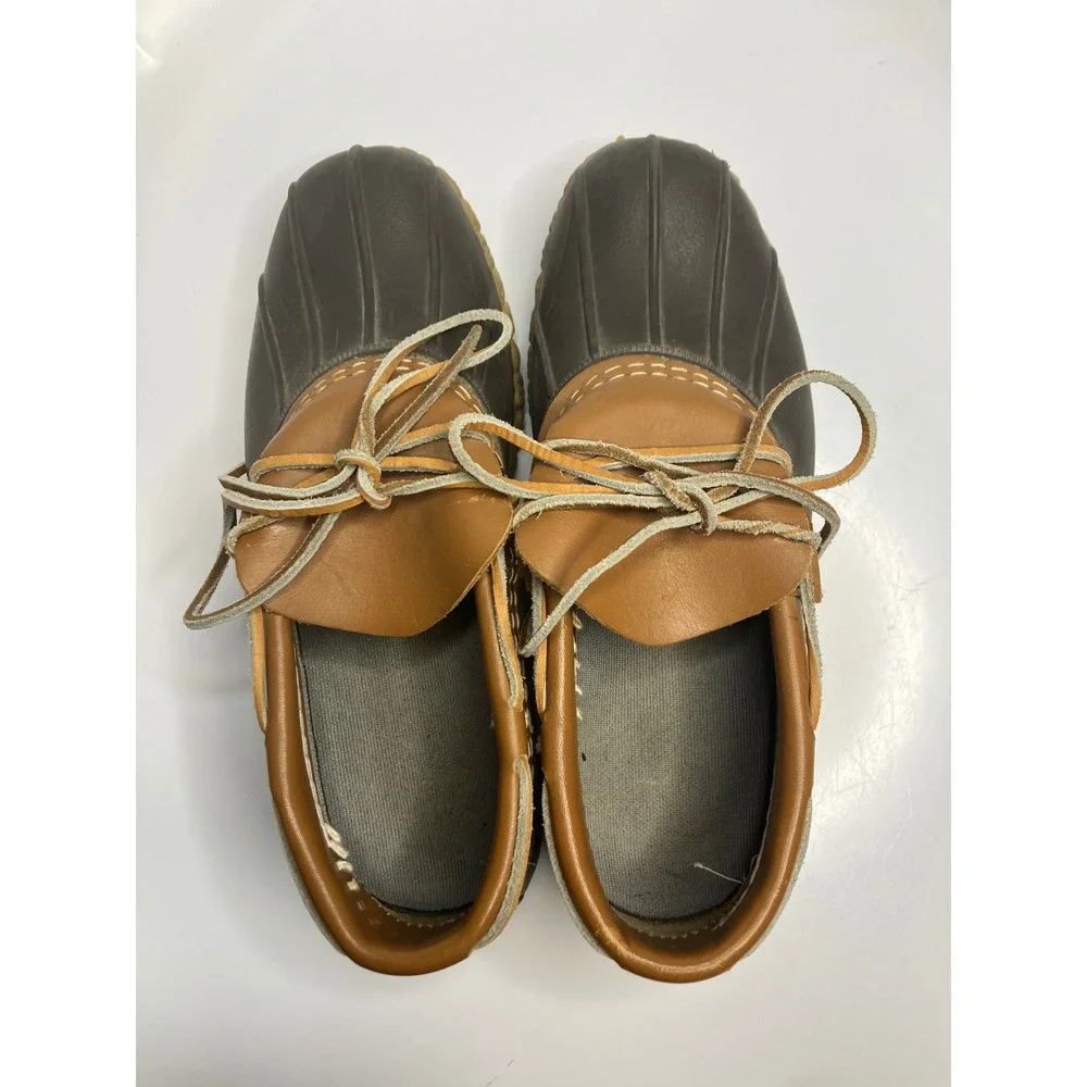 L.L.Bean Rubber Moc Shoes Womens 8 Brown Excellent Waterproof Duck Boots Slip On